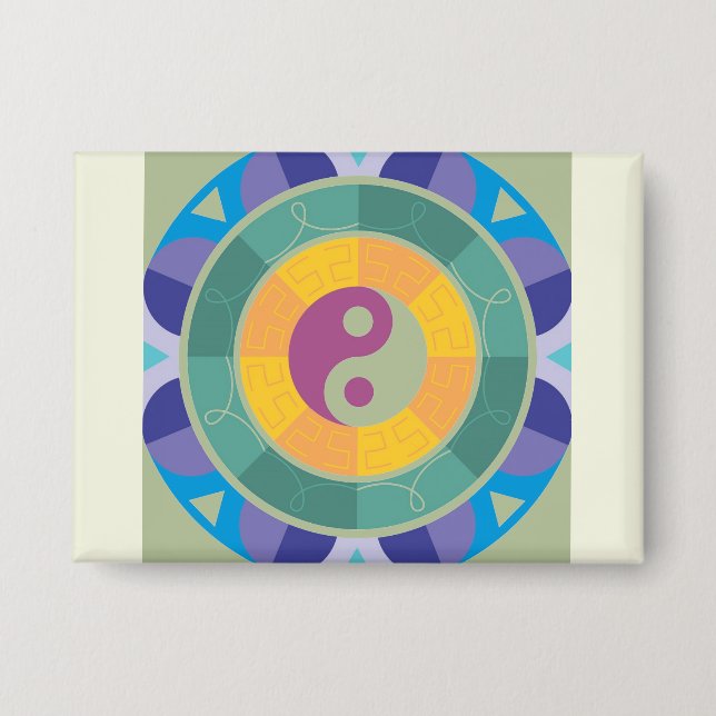Colorful Yin Yang Pattern Button (Front)
