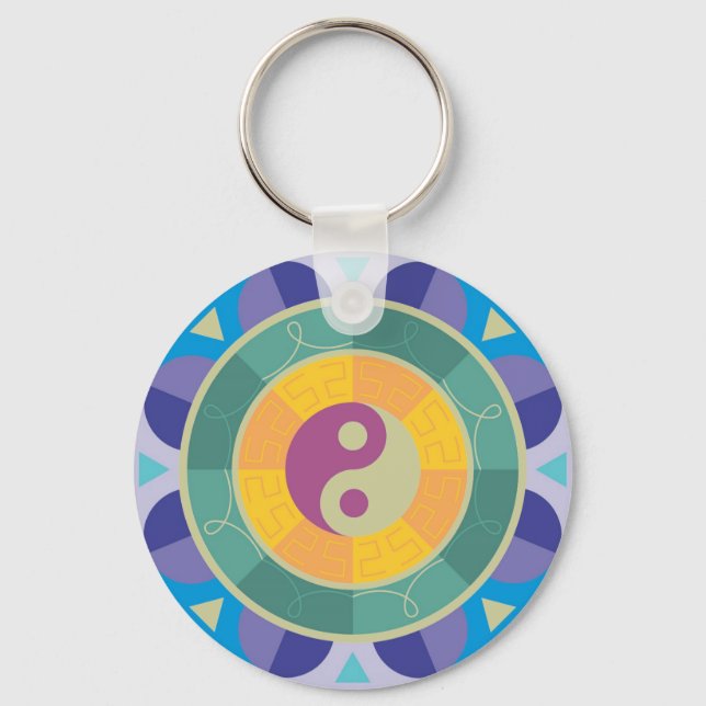 Colorful Yin Yang Pattern Keychain (Front)
