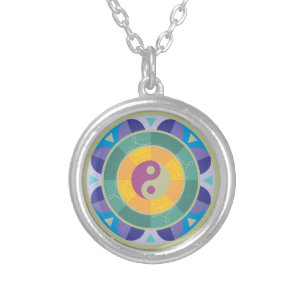 Colorful Yin Yang Pattern Silver Plated Necklace