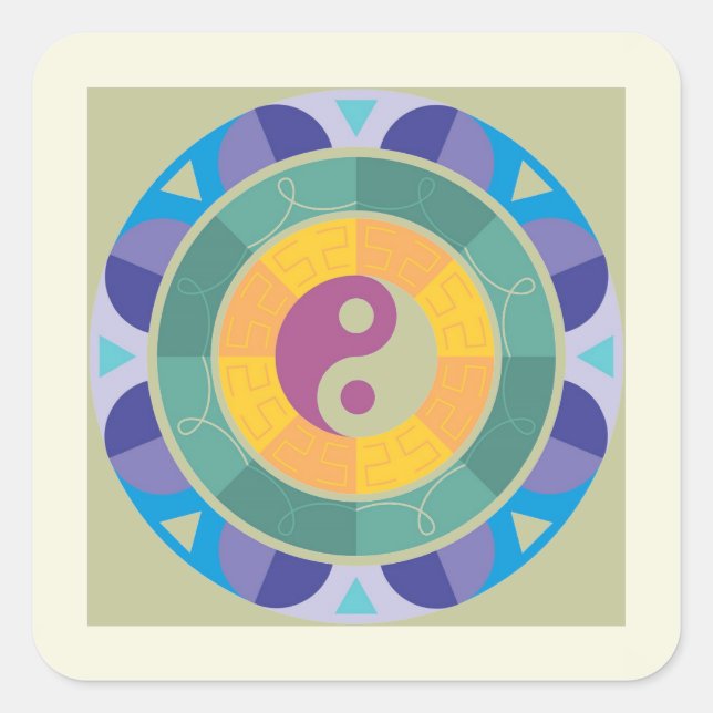 Colorful Yin Yang Pattern Square Sticker (Front)