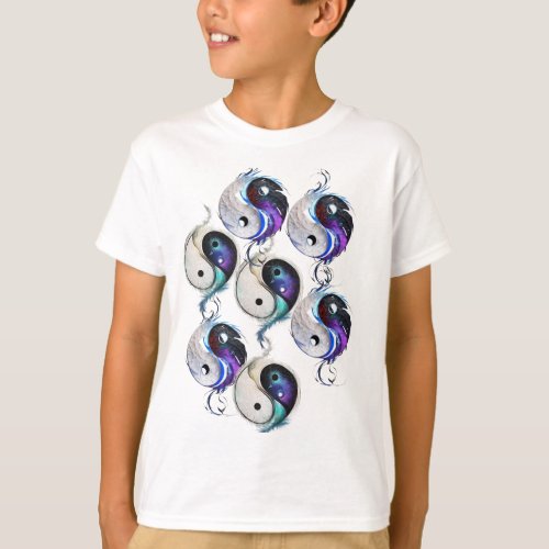 Colorful Yin Yang Shirt _ 3D Design with Feathery 
