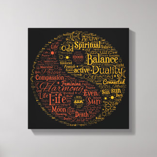 Colorful Yin Yang Spiritual Word Art Canvas Print