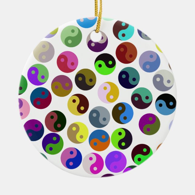 Colorful Ying Yang Pattern Ceramic Ornament (Front)