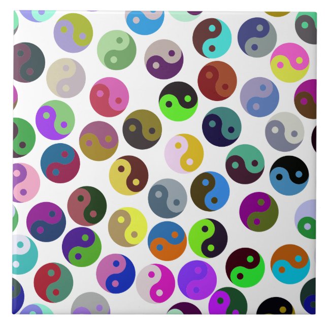 Colorful Ying Yang Pattern Ceramic Tile (Front)