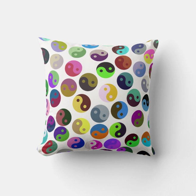 Colorful Ying Yang Pattern Throw Pillow (Front)