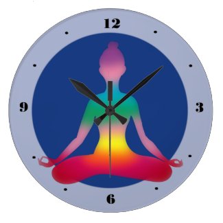 Colorful Yoga Lady Silhouette  Wall Clock