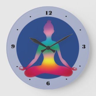 Colorful Yoga Lady Silhouette  Wall Clock