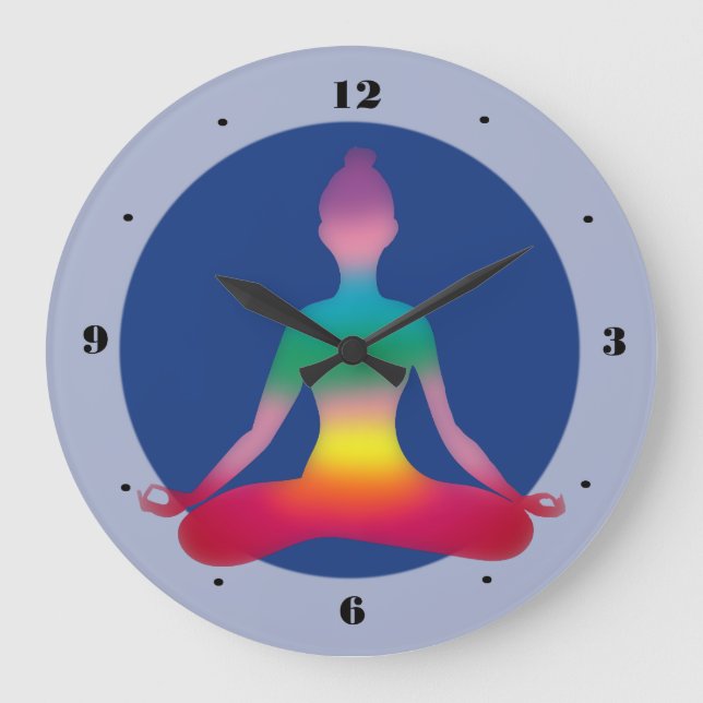 Colorful Yoga Lady Silhouette  Wall Clock (Front)