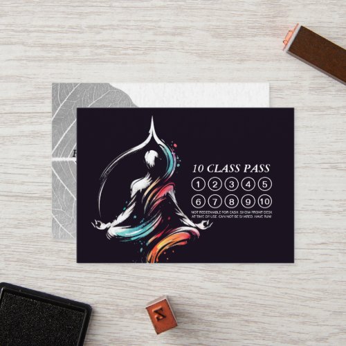 Colorful Yoga Meditation Instructor 10 Class Pass Loyalty Card