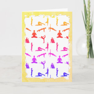 Colorful Yoga Poses And Torn Old Paper Texture Card