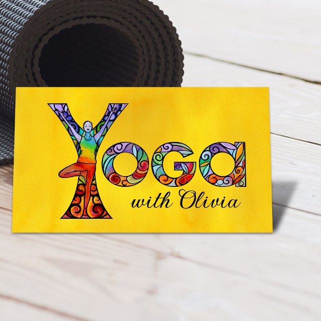 Colorful Yoga Word Art Business Card (Creator Uploaded)