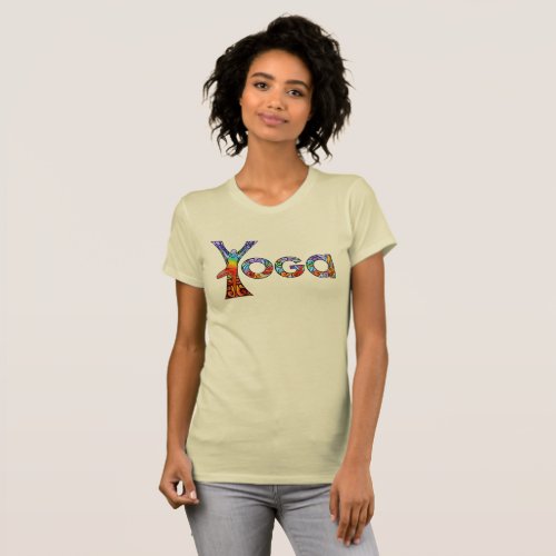 Colorful Yoga Word Art T_Shirt