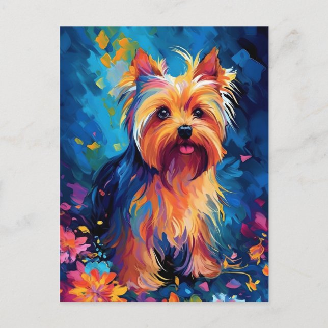 Colorful Yorkshire Terrier Postcard (Front)