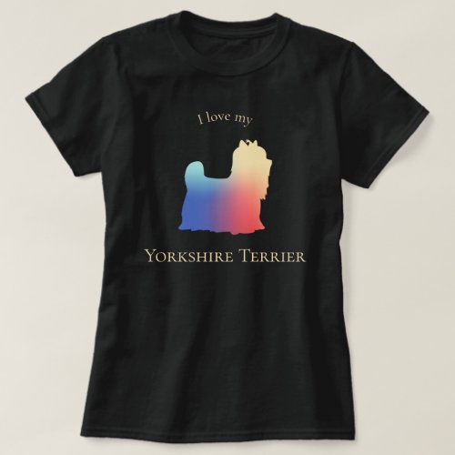 Colorful Yorkshire Terrier Silhouette T_Shirt