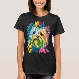 Colorful Yorkshire Terrier Yorkie Watercolor Pop T T-Shirt