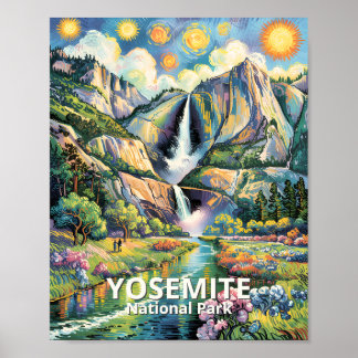 Colorful Yosemite Spring Waterfall Hiking Trail Poster