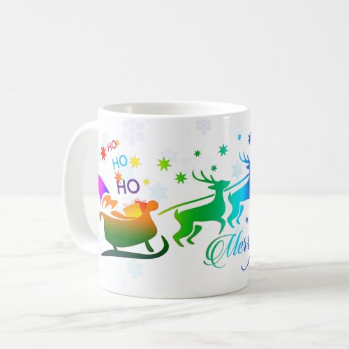 Colorful Your Child Lead Reindeer Santa Sleigh Coffee Mug