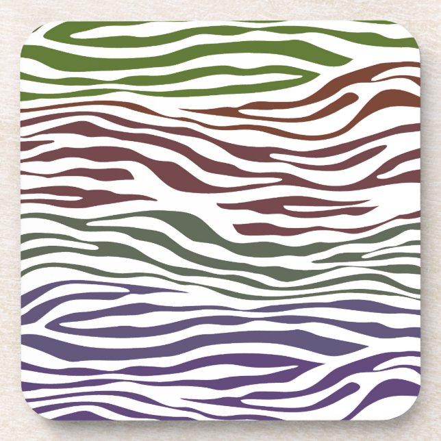 Colorful Zebra Abstract Beverage Coaster (Front)