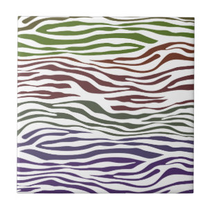 Colorful Zebra Abstract Ceramic Tile