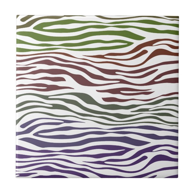 Colorful Zebra Abstract Ceramic Tile (Front)