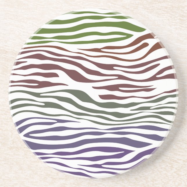Colorful Zebra Abstract Sandstone Coaster (Front)