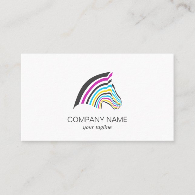 Colorful Zebra Beautiful Modern Cute Business Card (Front)