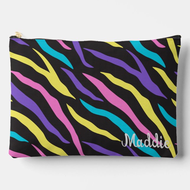 Colorful Zebra Glittery Pattern  Accessory Pouch (Front)