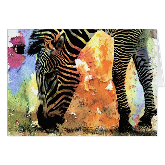 Colorful Zebra Grunge Cards (Front Horizontal)