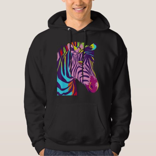 Colorful Zebra Head Wildlife Biologist Zookeeper Z Hoodie