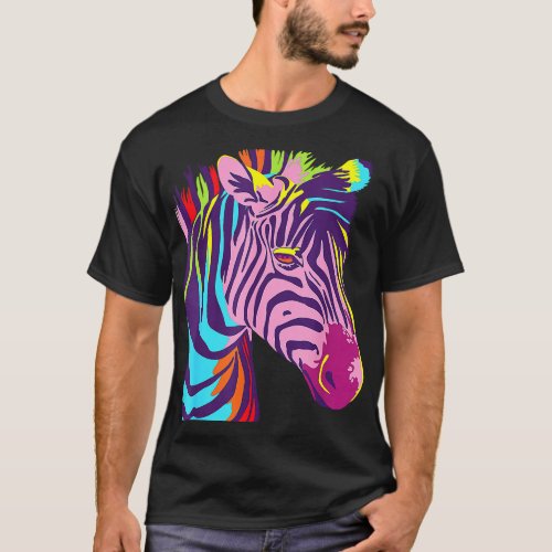 Colorful Zebra Head Wildlife Biologist Zookeeper Z T_Shirt