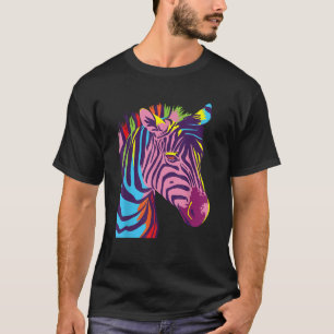 Colorful Zebra Head Wildlife Biologist Zookeeper Z T-Shirt