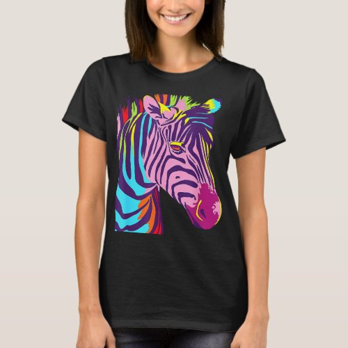 Colorful Zebra Head Wildlife Biologist Zookeeper Z T_Shirt