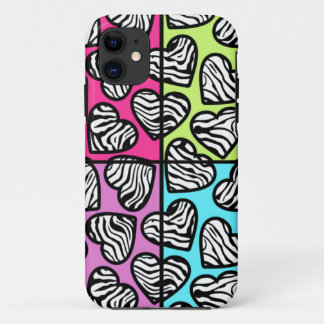Colorful zebra hearts iPhone 5 Case