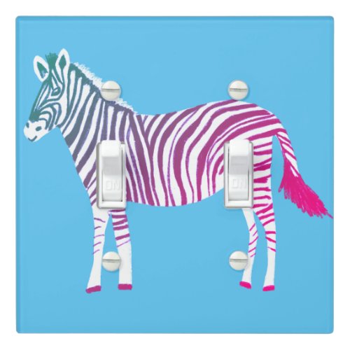 Colorful Zebra Pattern Animal Print Fun Light Switch Cover