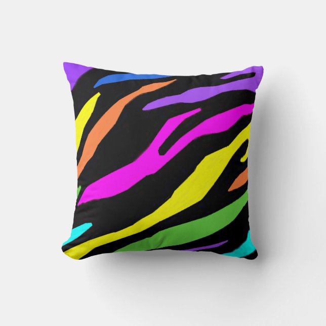 Colorful Zebra Pattern Pillow (Front)