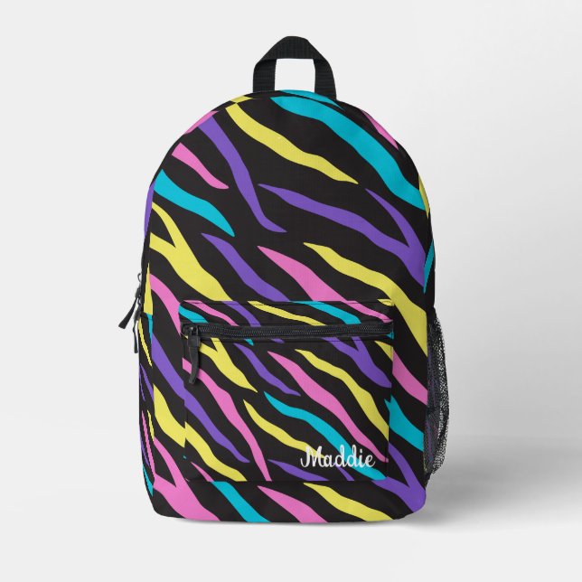Colorful Zebra Pattern  Printed Backpack (Front)