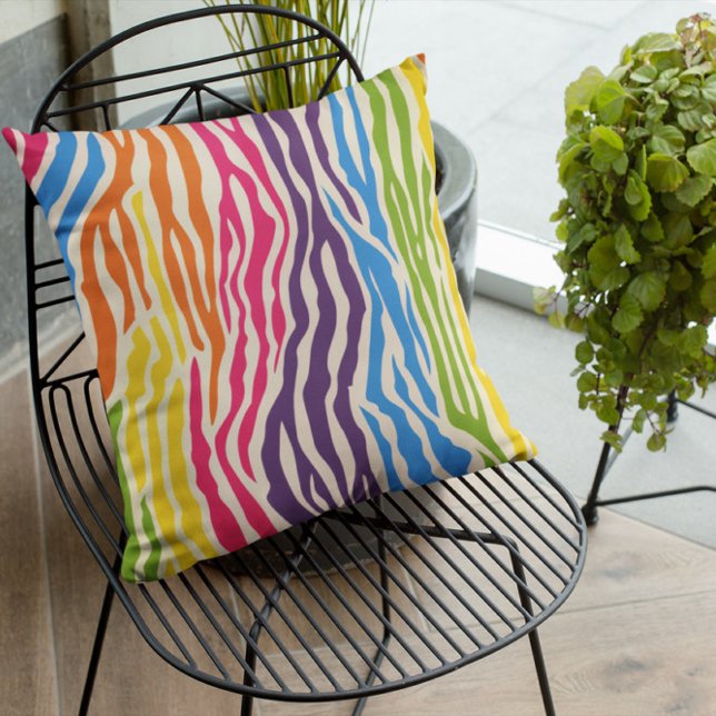 Colorful Zebra Pattern  Throw Pillow (Creator Uploaded)