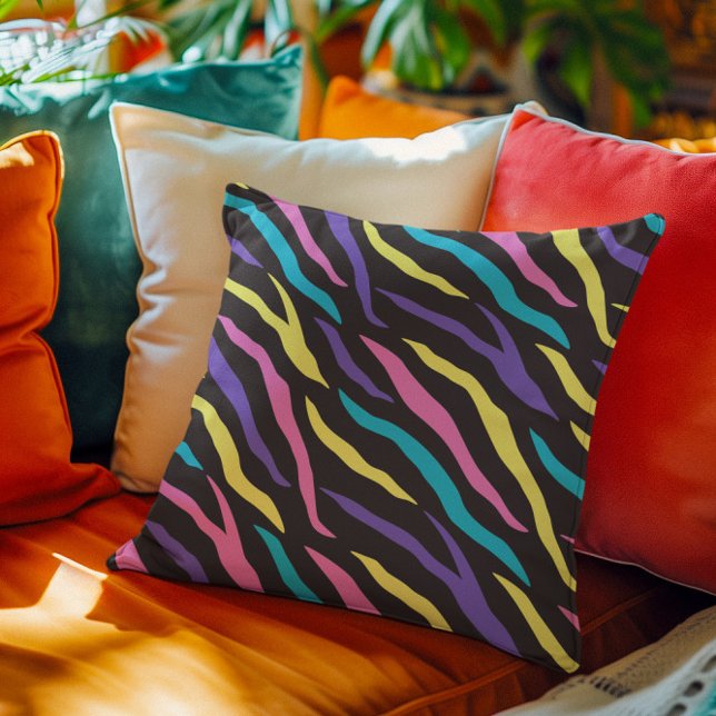 Colorful Zebra Pattern  Throw Pillow (Creator Uploaded)