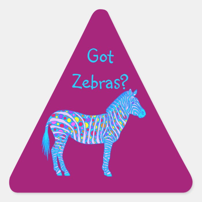 Colorful Zebra Polka Dots Triangle Stickers