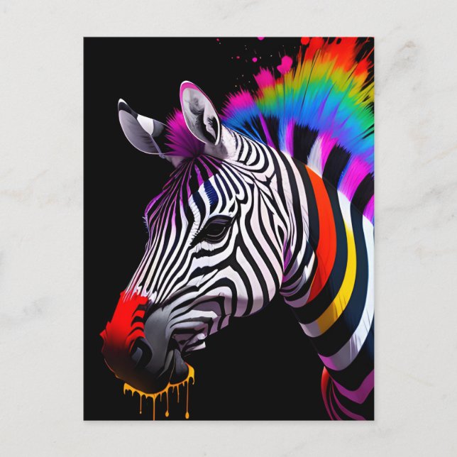 Colorful Zebra Postcard (Front)