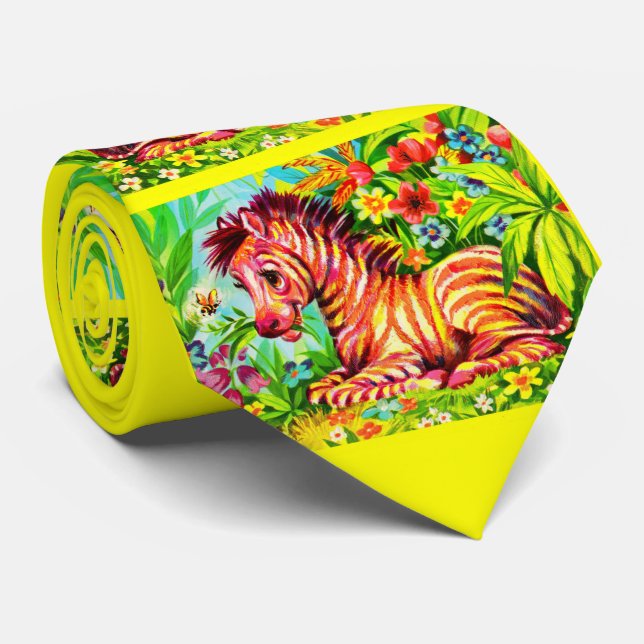 colorful zebra print  neck tie (Rolled)