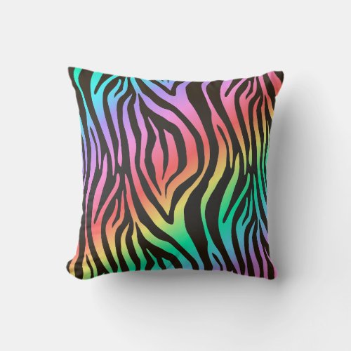 colorful zebra print throw pillow