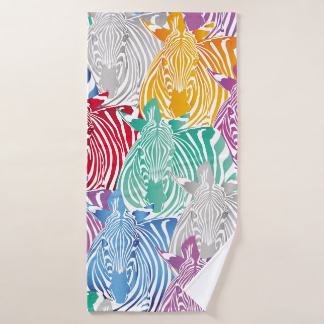 Colorful zebra seamless pattern. Wild animal textu Bath Towel (Bath Towel)