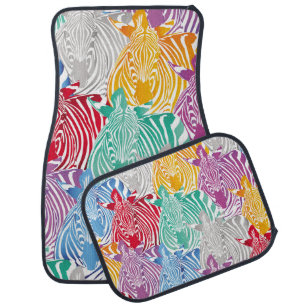 Colorful zebra seamless pattern. Wild animal textu Car Floor Mat