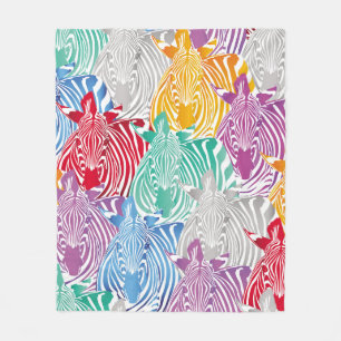 Colorful zebra seamless pattern. Wild animal textu Fleece Blanket