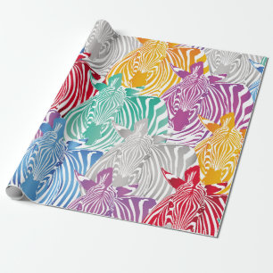 Colorful zebra seamless pattern. Wild animal textu Wrapping Paper