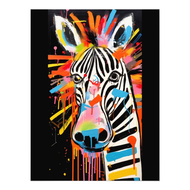 Colorful zebra street art photo print (Front)