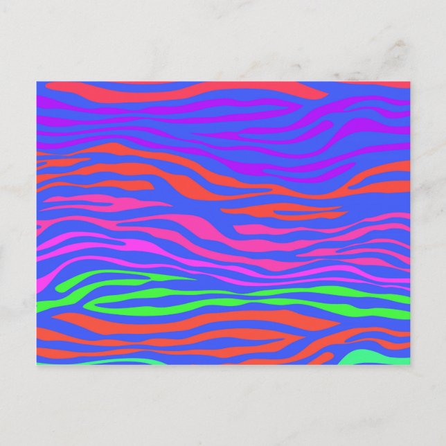 Colorful Zebra Stripe Abstract Postcard (Front)