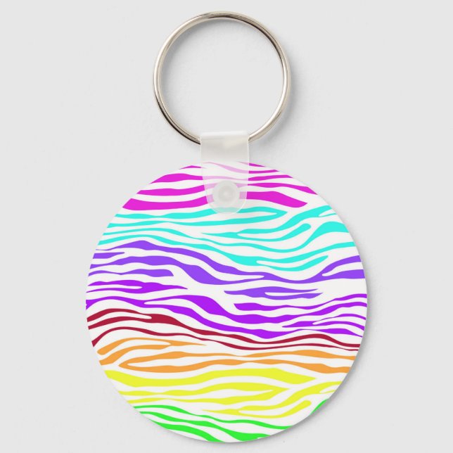 Colorful Zebra Stripes Keychain (Front)