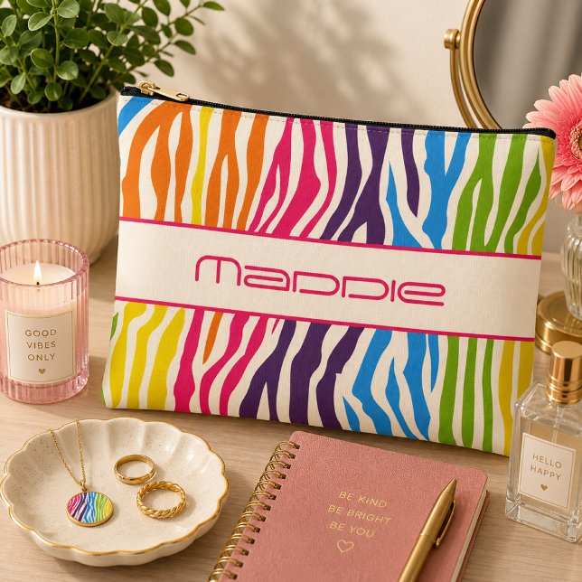 Colorful Zebra Stripes Pattern  Accessory Pouch (Creator Uploaded)